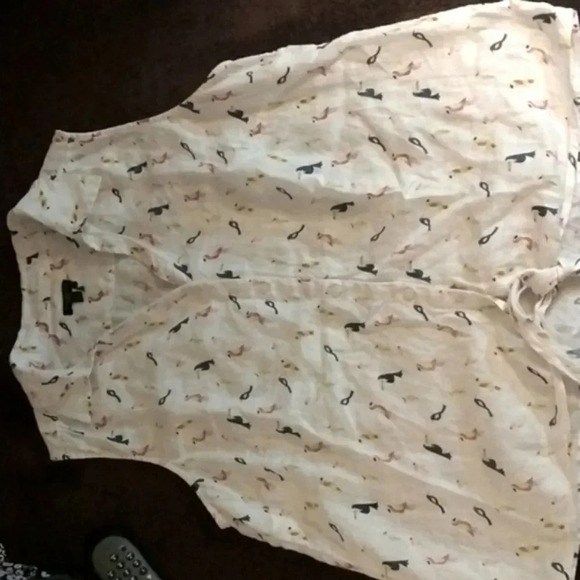 Talbot 100% Linen Sleeveless Bird Top Size Large NWOT Preppy Minimalist Nautical - Picture 2 of 6